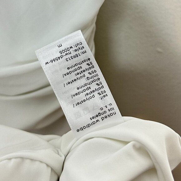 NAKED WARDROBE Ruched One-Shoulder Gown in White Size Medium - Picture 11 of 14